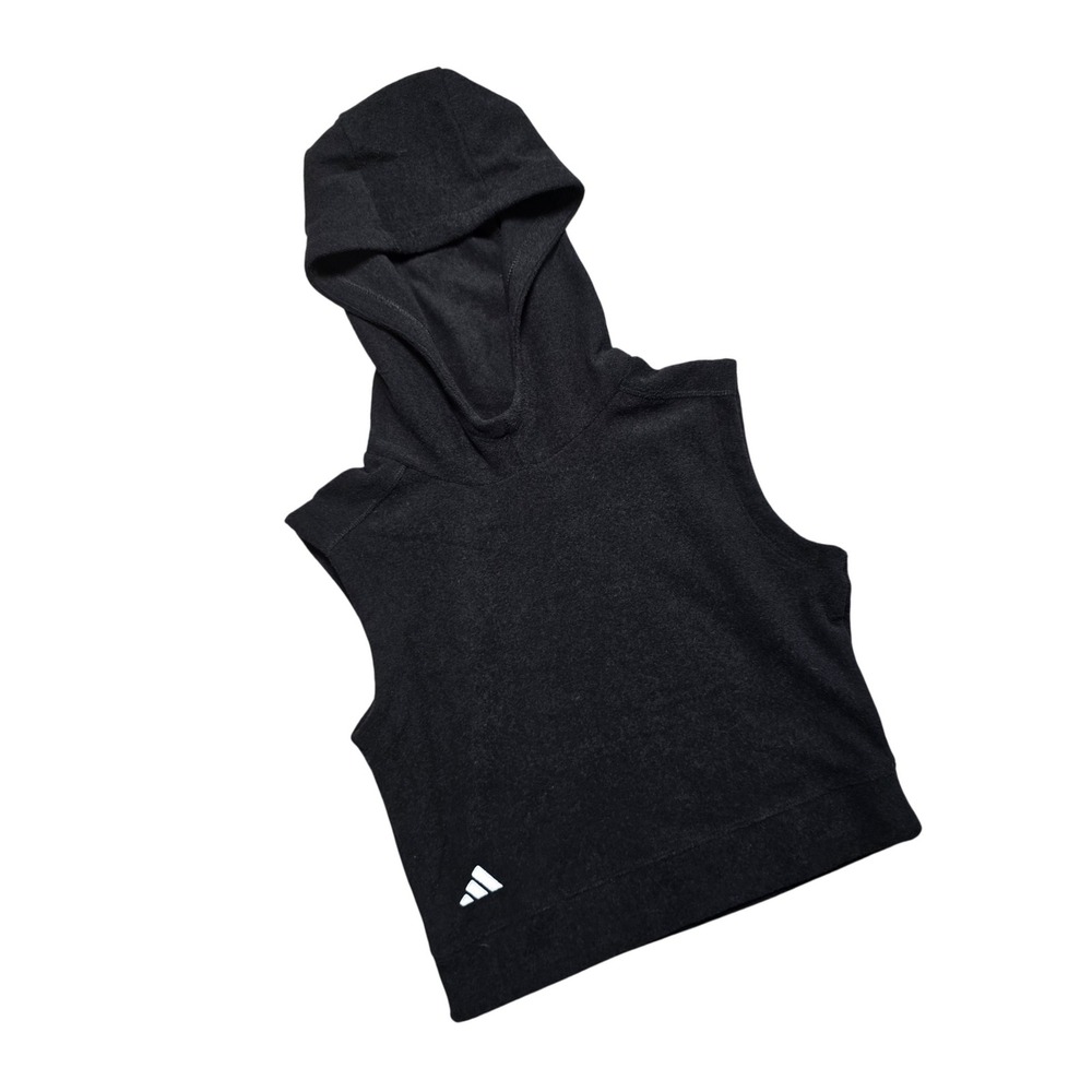 Adidas‎ Kids Sleeveless Cropped Hoodie Black Activewear Athletic Size S